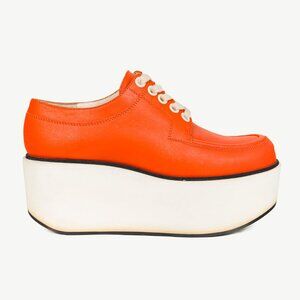 Jil Sander Navy SS/12 Orange Leather Lace-Up Platforms